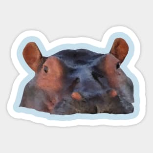 Low Poly Hippo with the Head Poking out of the Water Sticker